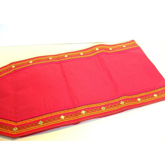 Boho Table Runner Hot Pink with Mirror Trim 72" - Picture 4 of 6